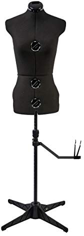 Mannequin de Couture en Ligne Ajustable, en Tissu Noir avec marqueur d'ourlet, Taille 10 à 16 - Épinglez, mesurez, ajustez et présentez Vos vêtements sur ce Mannequin de Couture - 023816-Noir