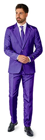 Suitmeister Men's Party Costumes - Slim Fit Solid Color Suit for Leisure - Halloween Parties and Party Wear - Purple - Size: L