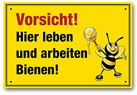 Apoidea – Bienen Schild zur Warnung aus Kunststoff / Imkereibedarf / Bienenzubehör und Imkerzubehör / Bienenzucht Zubehör / Imkerbedarf