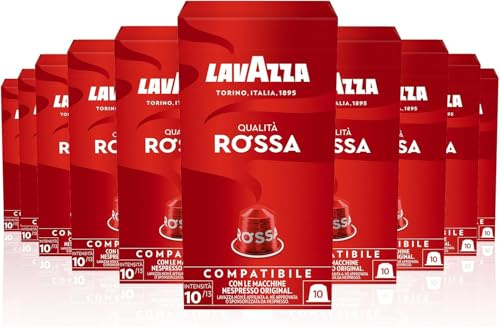 Lavazza Qualità Rossa Nespressokapslar, Kompatibel med Nespresso Original, 10x10-pack, 57g