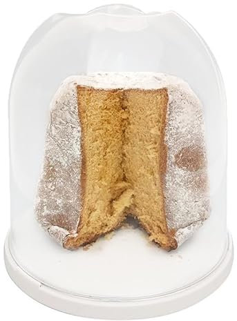 VIRSUS Porta Panettone Pandoro 4739, misura 28x27cm, Diametro Interno 25cm, 3 chiusure di sicurezza, Vassoio Bianco Antigraffio con Coperchio a Campana Trasparente, per Torte, Dolci, Per Natale