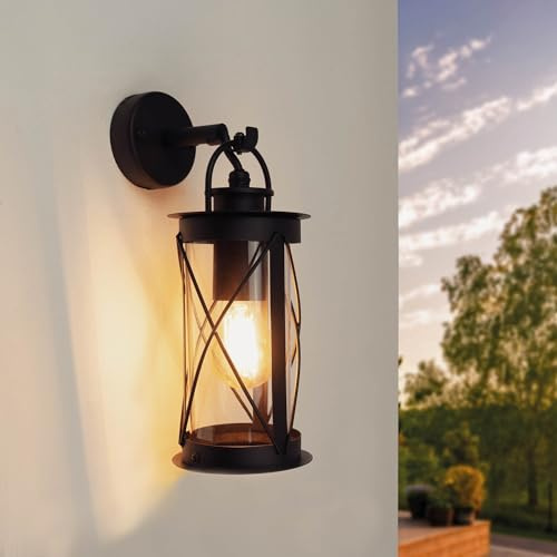 Ledvion - LED-vägglampa, E27-sockel, IP44, svart, utomhu, trädgårdsbelysning