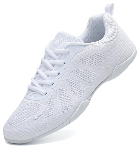 GlideMoves Cheer Shoes Girls Dance Training Team Competition Lady Tennis Tumbling Walk Sport Outdoor Youth Hip Hop Women Size 11 Men 10.5 White 44