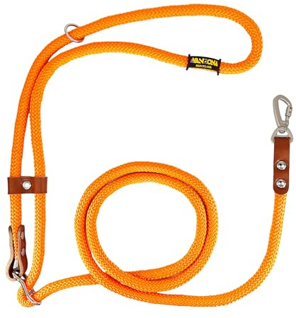 Laisse pour Chien, Mains Libres, Réglable, Fabriquée en Espagne, pour Petits, Moyens et Grands Chiens. Orange & Cognac.