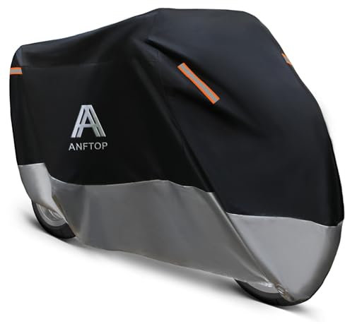 ANFTOP Housse de Moto Exterieur Impermeable 210D Bâche Protection Moto Exterieur Interieur Résistant Poussière,Neige/Pluie, au Vent,Soleil pour Moto Vespa Scooter XXXL