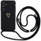 Handyband für Samsung Galaxy A55 5G Hülle mit Band, MoEvn Herz Love Design Silikon Necklace Handyhülle mit Verstellbar Abnehmbar Kordel zum Umhängen Stossfest Schutzhülle für Galaxy A55 5G, Schwarz