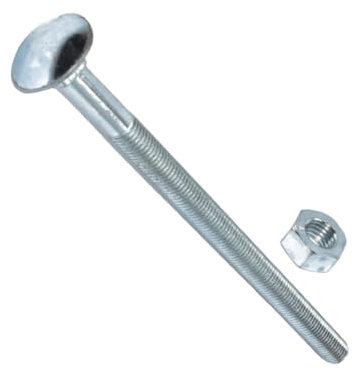 M6 x 150mm (6 Inch) Coach Carriage Bolt and Nut BZP - Pack of 10