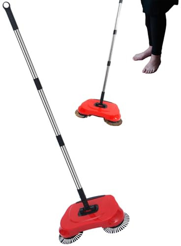 Push à Main - Broom à Vide réglable | Outils de Nettoyage du Sol Non électrique pour Les Poils d'animal | Balayeur de Tapis | Balayeur de Plancher Manuel adapté aux Tapis et aux planchers durs