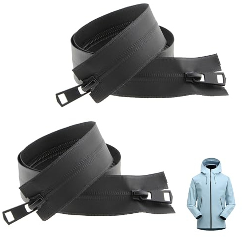 XCSJ #5 Chiusura lampo 70 cm, chiusura lampo impermeabile divisibile a 2 vie, cerniera per giacche, cappotto, piumino, valigia, tenda, borsa, cucito fai da te (nero, 70 cm)
