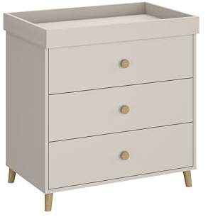 Shefa Kids 890 Cashmere Beige Baby Changing Unit – 3-Drawer Changing Table with Drawers & Dresser, Nursery Furniture, Diaper Station
