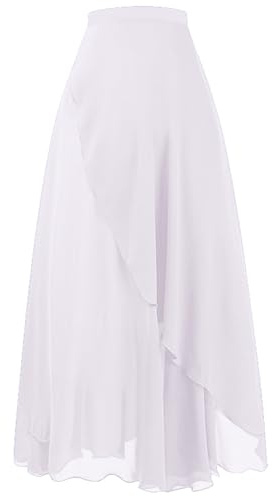 Jupe longue de ballet pour femme en mousseline de soie - Jupe de danse élégante à nouer - Jupe asymétrique pour ballet, danse et gymnastique