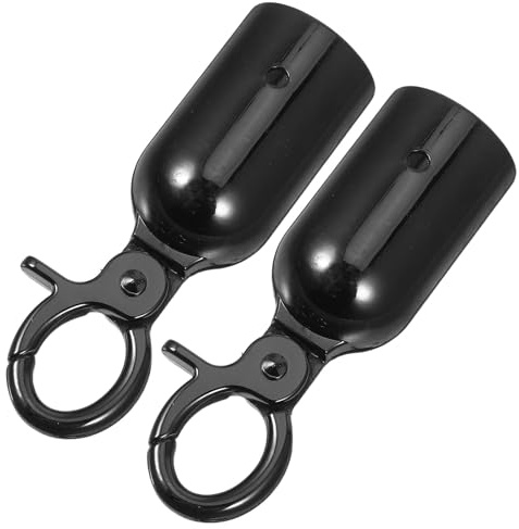 ELAYARD Lot de 2 Crochets Serrage-Corde Robustes en Alliage de Zinc pour Cordes de Barrière 32 MM Butée D’Extrémité Métallique Noire Brillante Accessoires Sécurisés pour Poteaux de File