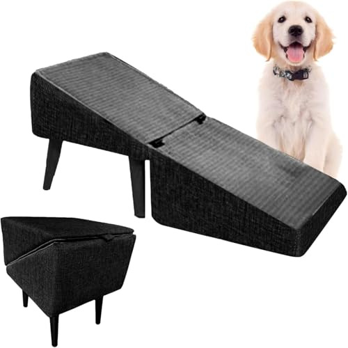 2-in-1 Rampa Per Cani Per lettos, Rampa Cani Per Divano, Rampas Pieghevole, Design del pouf diviso, Poggiapiedi Per Scaletta Per Divano Per Animali Domestici Antiscivolo, 30x30x35cm