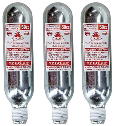 Hit-Air CO2 Replacement Cartridges, 50cc 3 Pack, for Airbag Systems