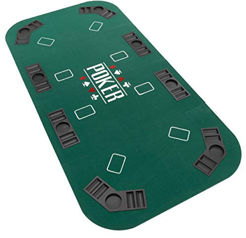 Faltbare Tischauflage Casino Pokertisch Pokerauflage Holzverstärkt klappbar 200 x 90 cm Chiptray Getränkehalter Black Jack Texas Holdem