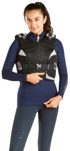 Harry Hall Body Protector Horse Riding - Womens Fit Hi-Viz Equestrians Level 3 EN 13158 Adult Protective Jacket Vest (Black, S)
