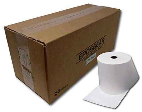 EPOSGEAR® (20 Rolls) 80mm x 80mm 80x80mm Thermal Paper Till Cash Register EPOS System Printer Receipt Rolls - BPA Free