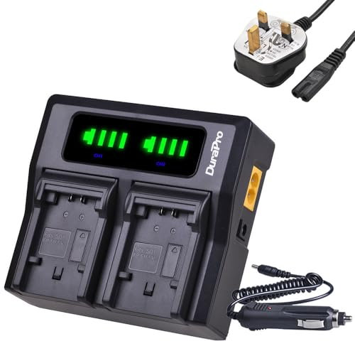 DuraPro NP-FV100 Rapid LCD Dual Battery Charger for SONY NP-FV100 NP-FV70 FV50 FV30; NP-FH100 NP-FH70 NP-FH50; NP-FP90 NP-FP50 Camcorder Batteries