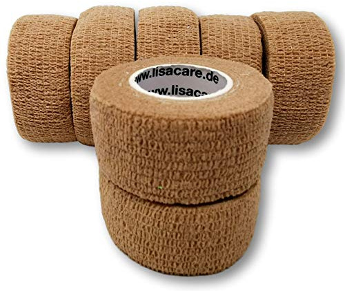 Miscela colorata 7 pezzi LisaCare bendaggio per gesso, cerotti per dita, cerotti a rullo, cerotti elastici Cerotti per bambini senza adesivo e senza lattice (beige)