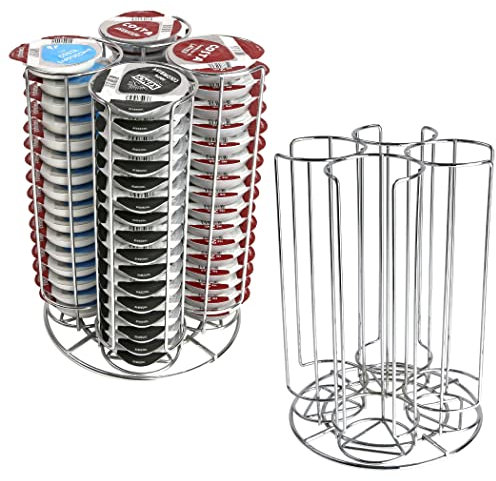 Kimm & Miller Tassimo Pods Holder - Large Capacity Coffee Capsule Storage Rack - Holds 64 Tassimo T Discs - Sturdy Chrome Metal Organizer for Kitchen Top - Non-Rotating Design