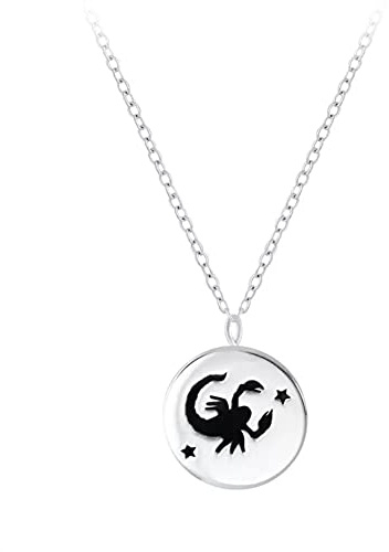 Laimons flicka barn halsband hänge stjärntecken oxideras, Sterlingsilver, Scorpio