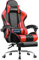 GTPLAYER Bürostuhl Gaming Stuhl Massage Gaming Sessel Ergonomischer Gamer Stuhl mit Fußstütze, Kopfstütze Massage-Lendenkissen, Gepolstert Gaming Chair, Drehsessel rot