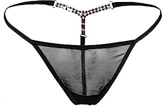 comeondear Sexy G String Tangas für Frauen mit Strass Glitzer Große Größen Damen Unterhosen Durchsichtige Slips Panty Mesh Thong T Back Dessous Erotische Unterwäsche Curvy Underwear Women(Schwarz,M-L)