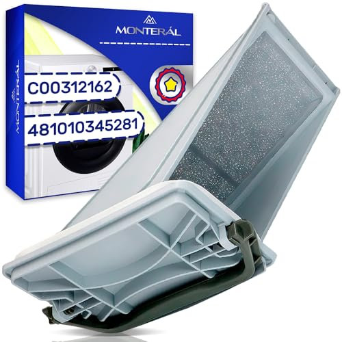 Filtre à Peluches pour Seche Linge avec le Code Original 481010345281 pour Whirlpool pour Bauknecht C00312162 pour Indesit - Garantie de 10 Ans - MONTERAL