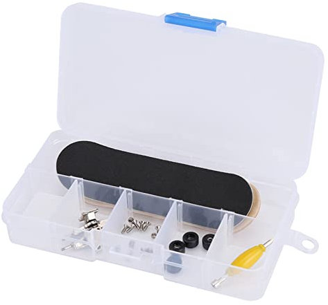 Lybunair Fingerboard-Skateboard-Set, Finger-Skateboards aus Ahornholz und Legierung mit Ersatzkomponente und Box, geeignet für alle Spieler mit Einer Größe von 3,78 * 1,1 Zoll (Schwarz)