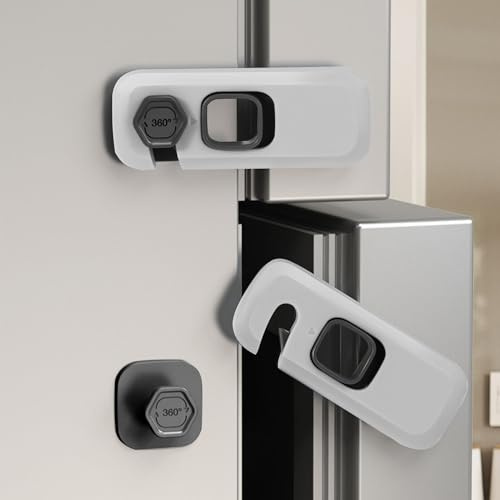 4 Serrature di Sicurezza per Bambini Autoadesive - Chiusure Protettive Senza Forature per Frigoriferi, Cassetti, Porte e Finestre | Materiale Resistente e Design Sicuro