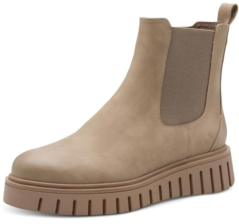 Marco Tozzi Damen Chelsea Boots zum Schlupfen Plateau, Braun (Taupe), 40 EU