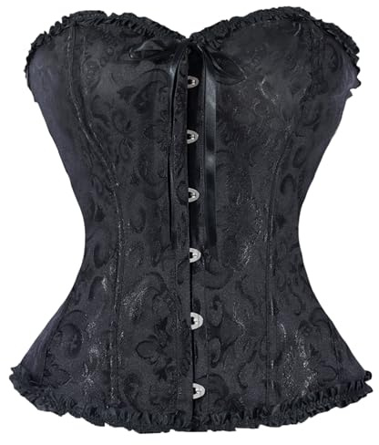 OPLERT Corsé de pecho completo para mujer, cintura bajo el pecho, corsé gótico con corpiño vintage