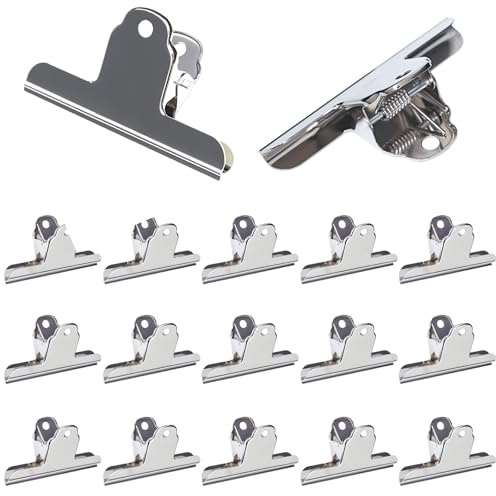 ZHYOPING 15 mollette in metallo in acciaio inox, 100 mm, per sacchetti e sacchetti, clip bulldog, morsetti e portablocco, clip in metallo per ufficio, cucina, scuola e documenti