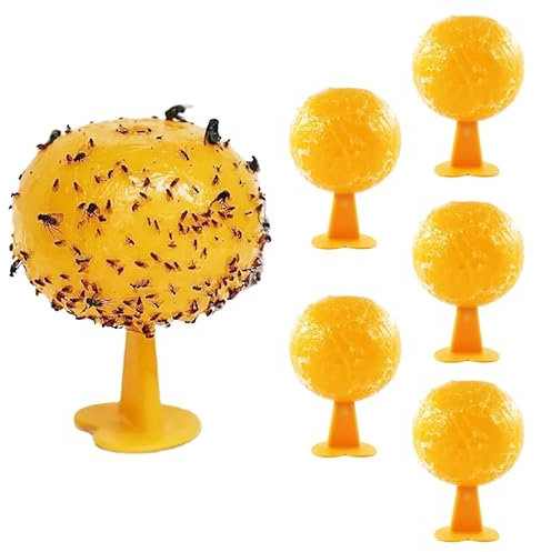 Piège à Mouche des Fruits, 6PCS Mouches de Fruits Jaunes Boules, Piege a Mouche, Boules de pièges à Mouches, Boule Anti Mouche, piège à Mouches pour Pots de Fleurs, balcons, Cours, vergers
