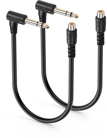 SinLoon Cavo audio stereo da RCA a 6,35 mm, confezione da 2 0,3 m, connettori dorati, guaina in PVC, per amplificatore, mixer, apparecchiature DJ (R F to TRS M)