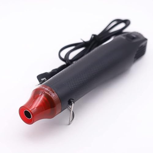 Mini pistola ad aria calda, 300 W, 22,5 cm, strumento elettrico ad aria calda per fai da te, asciugatura dei colori, timbri e piccoli lavori, nero/rosso