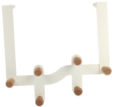Didiseaon Porte-manteau Suspendu Bois Crochets Robustes sans Perçage Organisateur Polyvalent pour Vêtements Serviettes et Accessoires Montage Facile sur Porte Standard