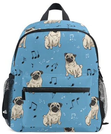 Kcldeci Sac à dos pour enfants filles garçons carlins avec notes de musique primaire maternelle sac d'école sac à livres S-M, Carlins avec notes de musique, S, Sac à dos daypack