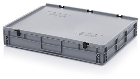 Auer Packaging Eurobehälter-Eurobox 80 x 60 x 13,5 cm mit Scharnierdeckel inkl. gratis Zollstock