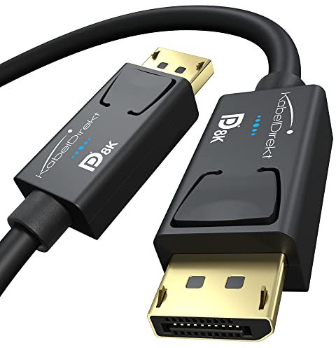 KabelDirekt – 8K DisplayPort Kabel & DP Kabel, offizielle VESA Zertifizierung – 1m – in Deutschland entwickelt (für DP 1.4 Gaming-PC/Laptop/Grafikkarte/Monitor mit 4K@120Hz, 144Hz/165Hz/240Hz)