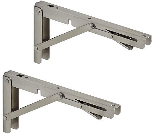 1 Paar Schwerlast- Klappkonsolen echt Edelstahl (250 x 120 mm) Tragkraft bis 150 kg, für die Wand-Montage, Klappbeschläge von SO-TECH®