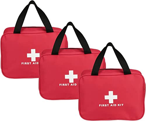 Lot de 3 Trousses de Premiers Secours Vides en Nylon, Compactes et Légères, pour Les Urgences à la Maison, Bureau, dans la Voiture, Plein Air, sur un Bateau, Camping, Randonnée (sac uniquement)
