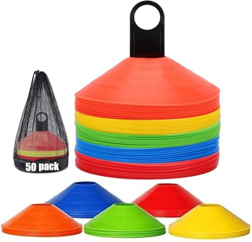 xuntuo Cones,Football Cones Marker Disc Cones Sport Cones,Football Training Equipment Agility Football Cones with Carry Bag and Holder