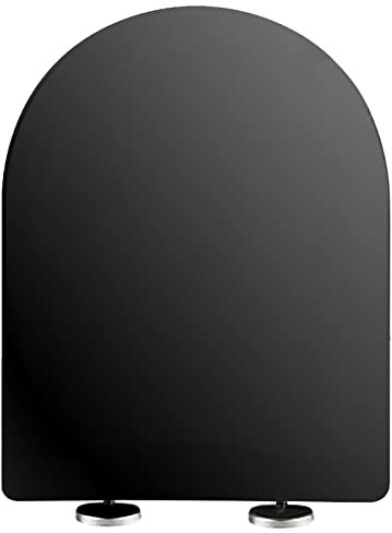 Tavoletta WC, Copriwater con Chiusura Ammortizzata e Funzione di Sgancio Rapido, Sedile WC Ideal Standard, Copri WC Universale, Asse WC Nero, Coperchio Water a Forma di D