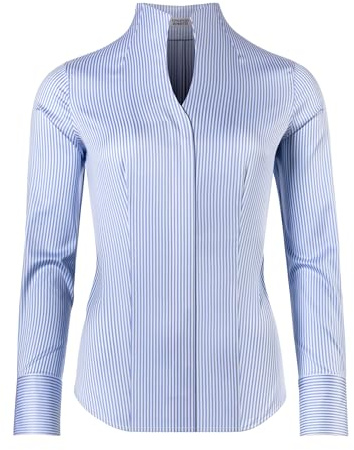 Vincenzo Boretti Blusa, Modern-Fit/Taglio Abbastanza Aderente, Colletto Alto, a Righe - Facile da Stirare Bianco/Blu 46