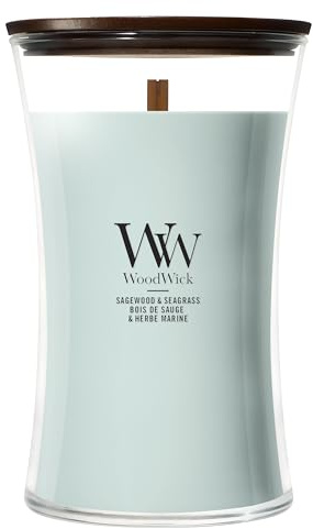 WoodWick Scented Candle | Large Hourglass Candle | Sagewood & Seagrass | Perfect Gifts for Women