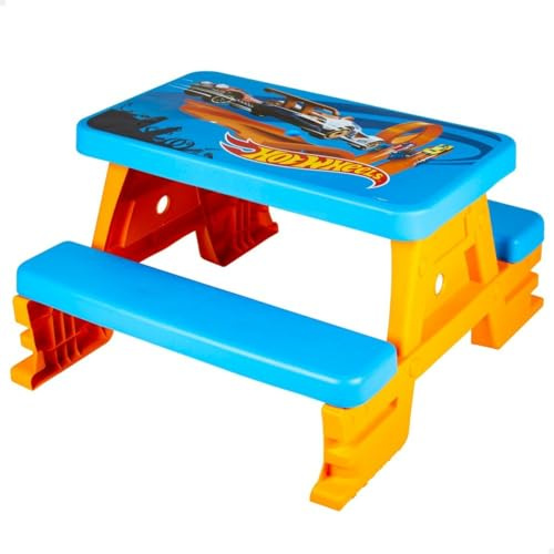 ColorBaby Hot Wheels 77430 - Picknick- und Lerntisch für Kinder, Schreibtisch und Kinderstuhl, Zeichentisch