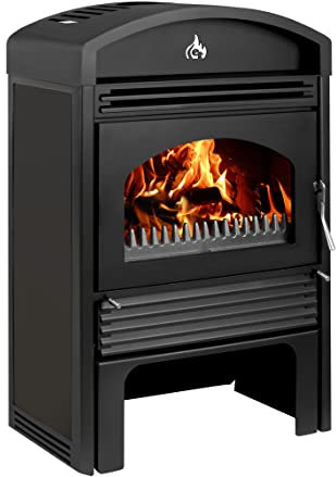 17,92 KW Kaminofen Bruno Valencia Schwarz wasserführend - Stahlofen mit schwarzem Korpus - Ideal zur Heizungsunterstützung