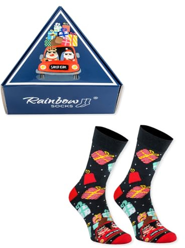 Rainbow Socks - Calzini Natalizi Uomo Donna in Scatola - 1 Paio - Carro Slitta Babbo Natale - Taglie 41-46