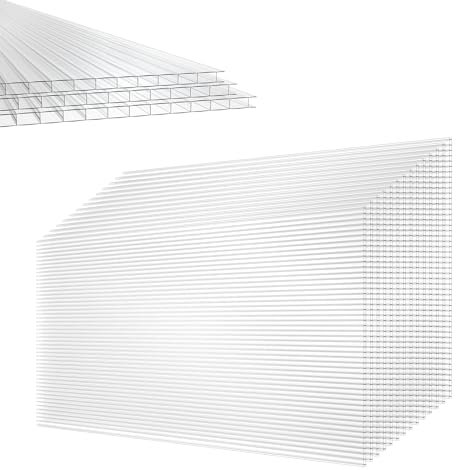 XINZI Lot de 14 plaques alvéolaires en polycarbonate - Environ 10,25 m² - Plaques de rechange pour serre - Résistantes aux UV et aux chocs - Transparent